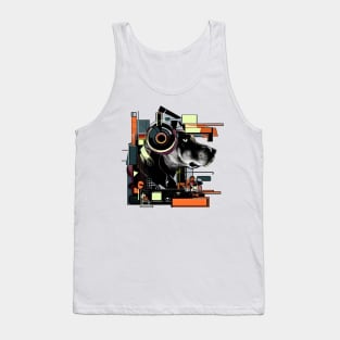 Music cute dog | Black, orange and yellow Tank Top